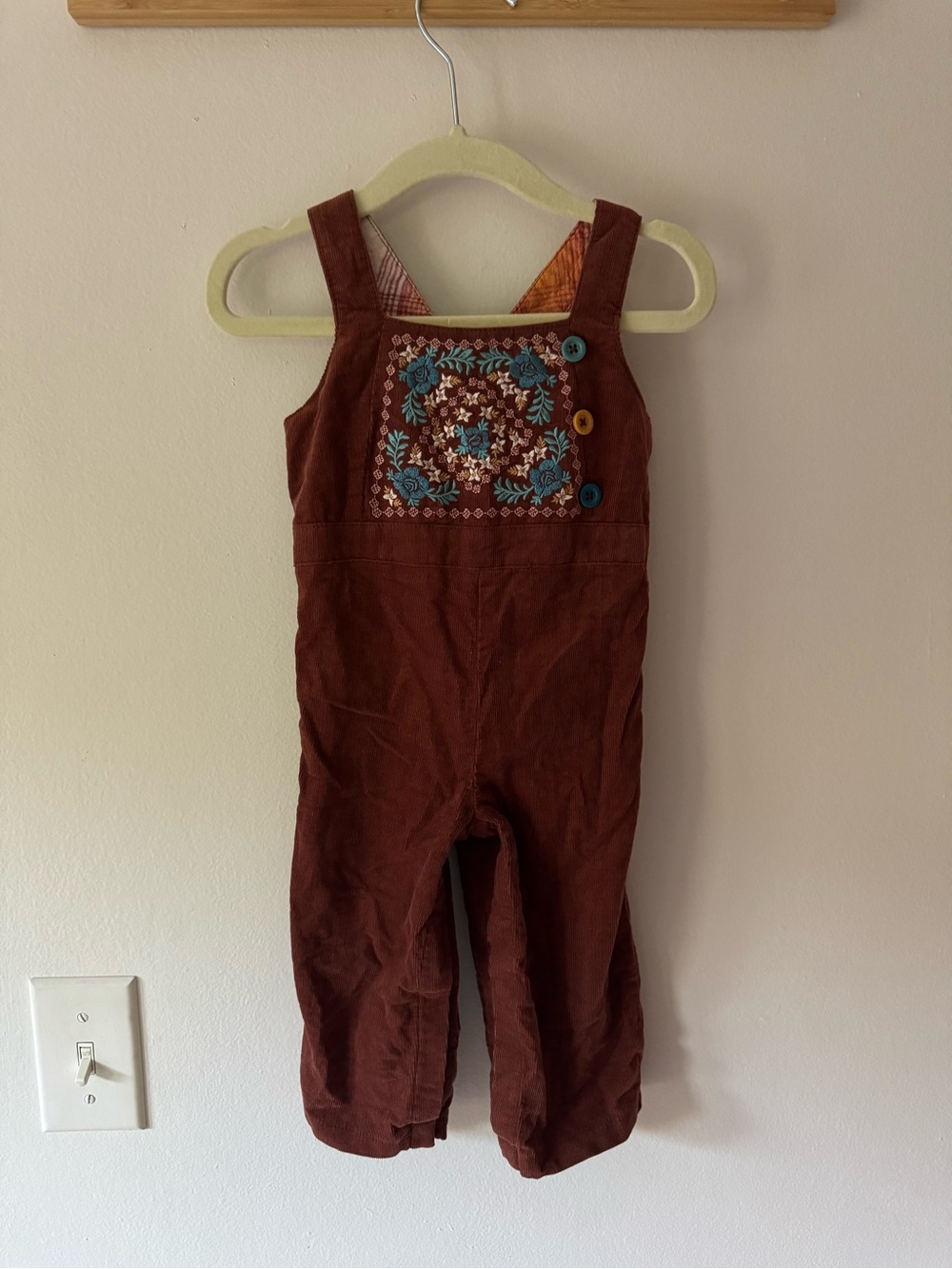 Kids Brown Embroidered Corduroy Overalls NWOT Matilda Jane
